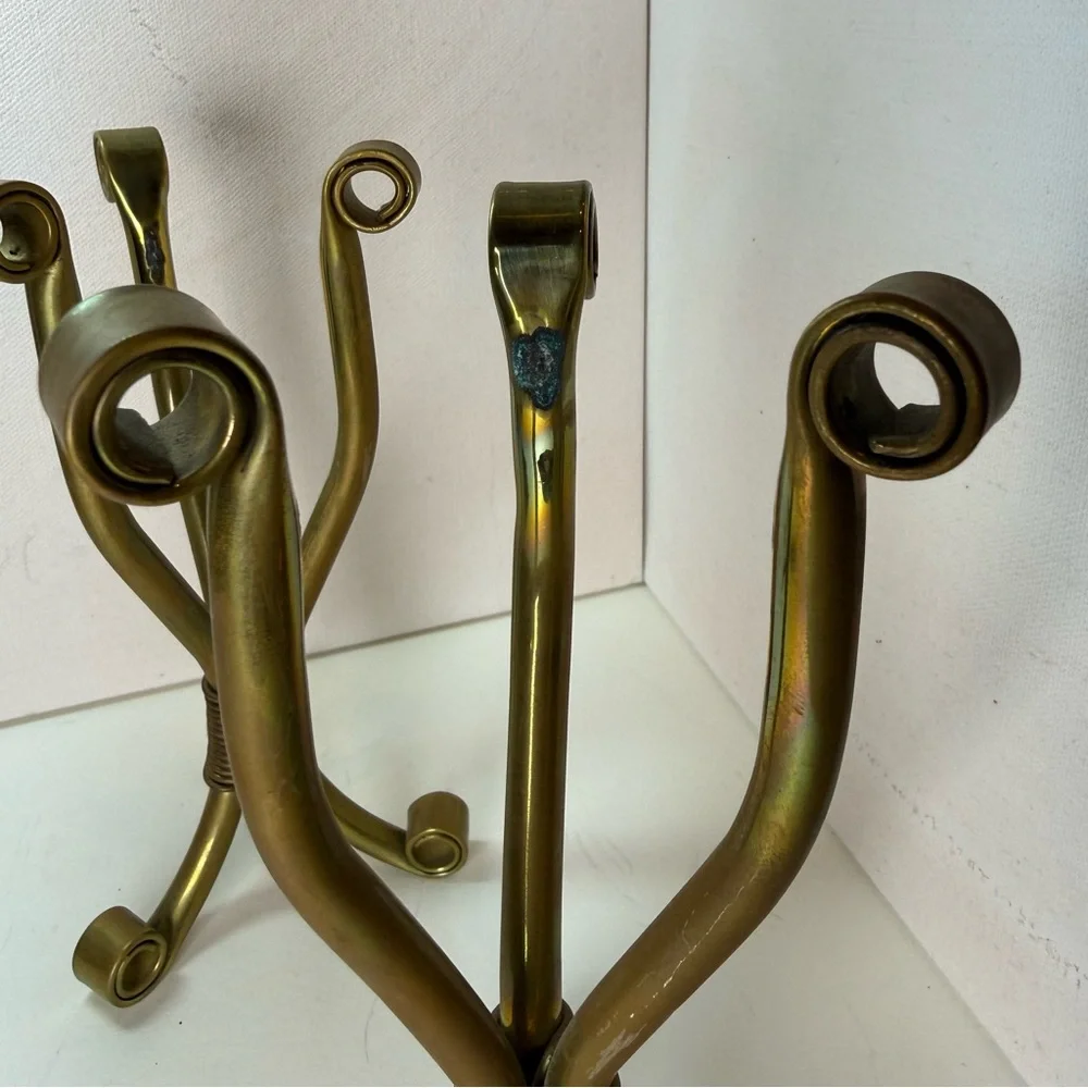 Set of 2 Elegant Brass Metal Stands or Object Holders MCM Pre-owned